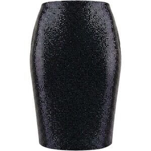MADE for Impulse Sequin Pencil Skirt XL Black Iridescent Oil Slick Side Slit